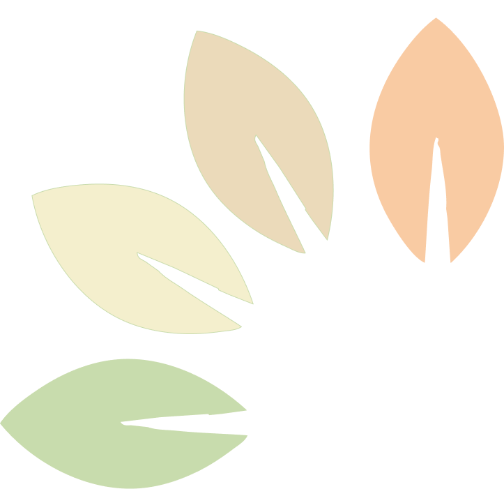 Four stylized leaves in earthy colors