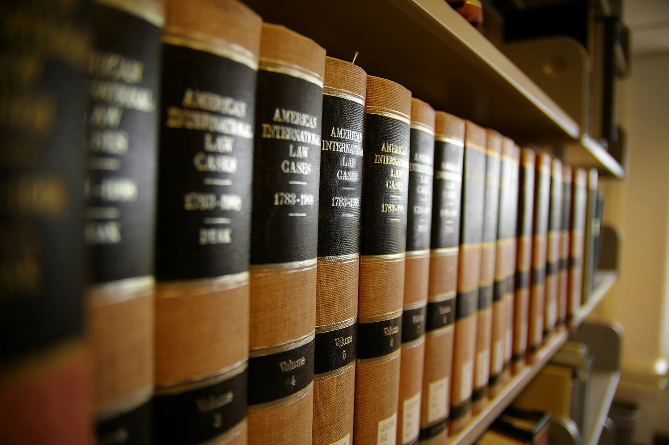 Law books on a library shelf