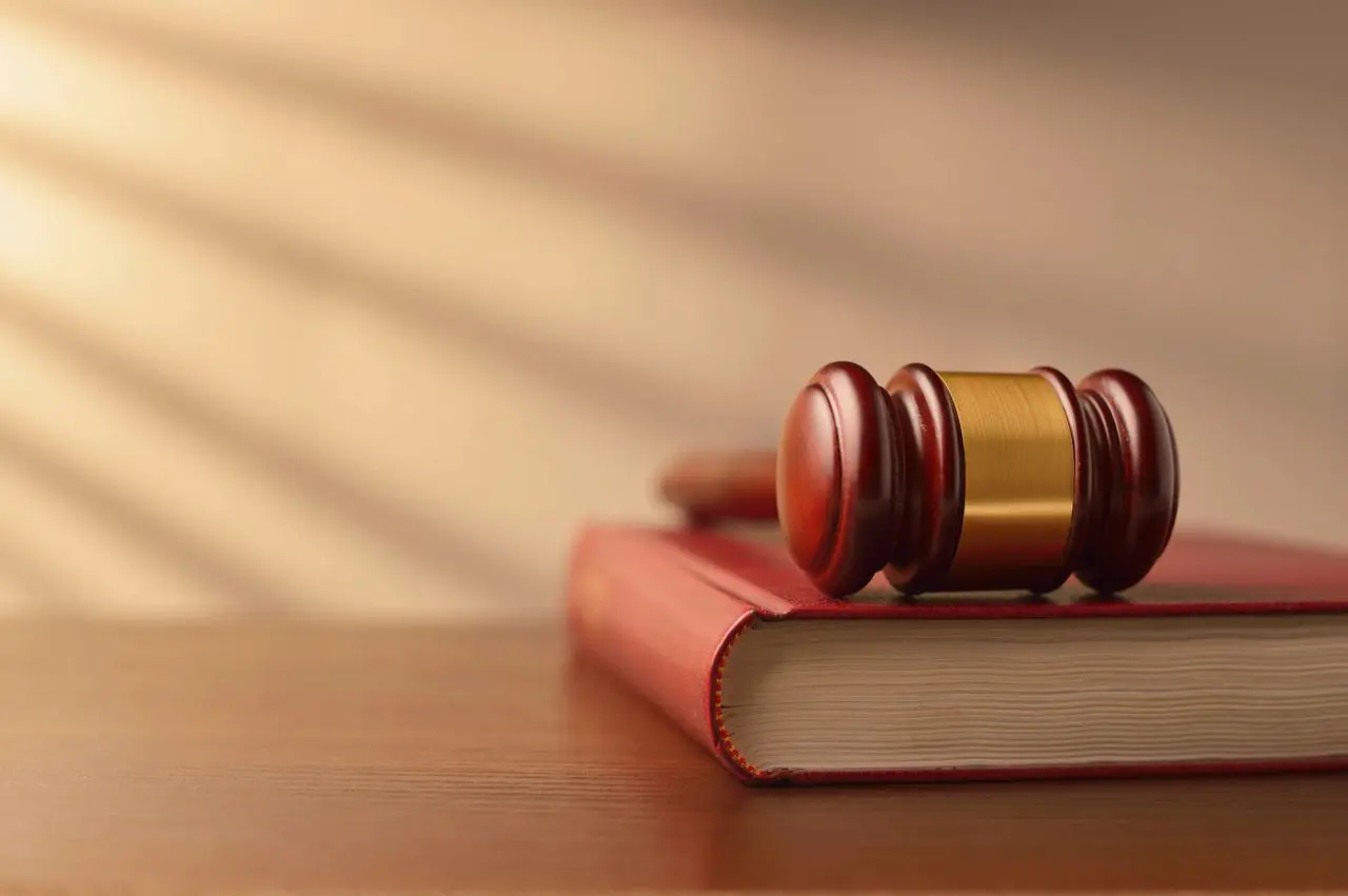 Gavel resting on a law book